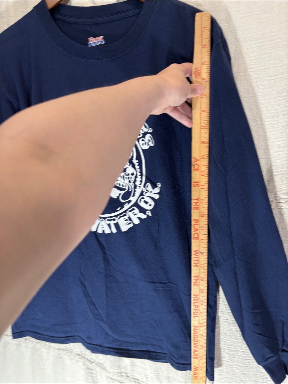 Eskimo Joe’s Stillwater OK Graphic Long Sleeve Shirt Navy Blue Hanes Beefy T Med - Picture 3 of 7